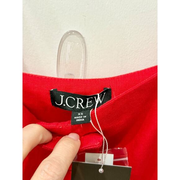 NWT J. Crew Claudia Linen Sleeveless Button Front Tank Shift Mini Dress Red XS - Picture 5 of 6